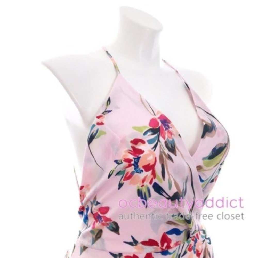 NEW Nordstrom LUSH Flirty Pink Long Floral V Neckline Maxi Dress XL - Picture 5 of 8